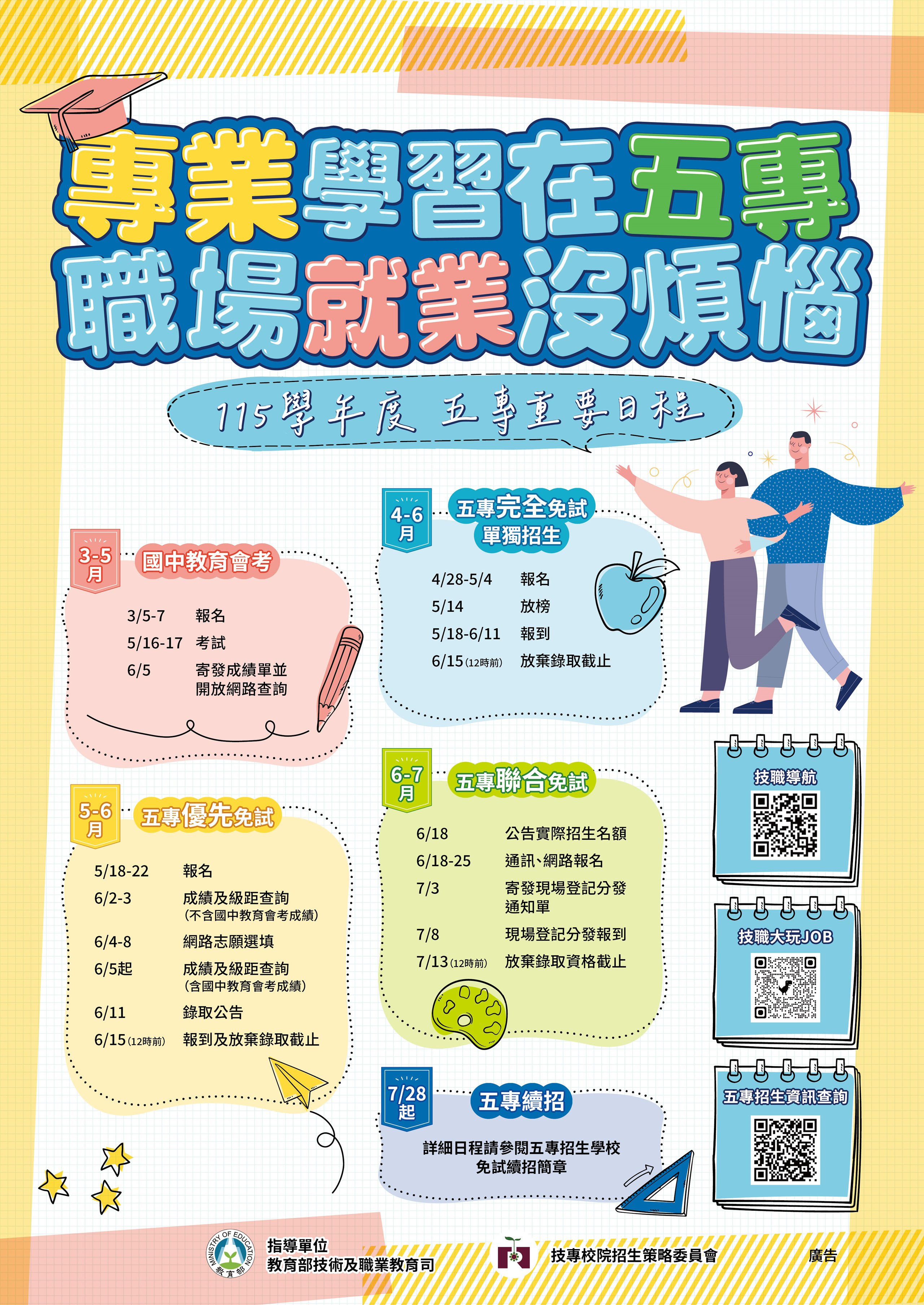 115學年度五專多元入學招生日程海報